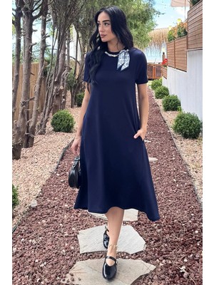 Gülseli Kadın Fular Aksesuarlı Elbise P-00021662