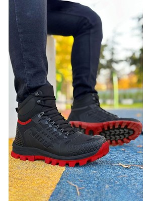 Siyah Kırmızı Hydro Su Geçirmez Erkek Outdoor Trekking Bot