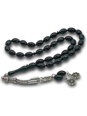 Inure Jewelry Metal Püsküllü Sıkma Kehribar Tesbih