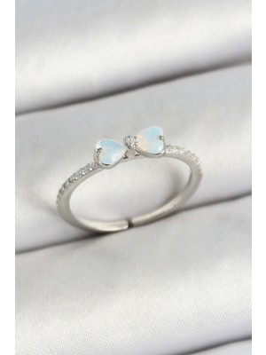 Inure Jewelry Pirinç Fiyonk Figürlü Zirkon Taşlı Gümüş Renk Ayarlanabilir Kadın Yüzük