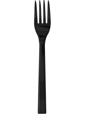 Omeyva Plastik Siyah Dökme Çatal - Parti Davet Piknik Yemek Çatalı - 18 Cm. - 100'LÜ Paket