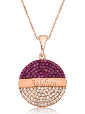 Inure Jewelry Gümüş Rose Yuvarlak İsimli Bayan Kolye