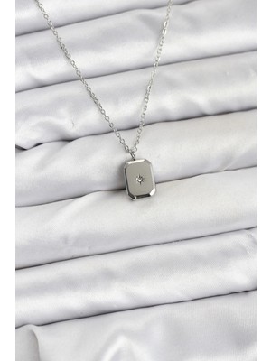 Inure Jewelry 316L Çelik Zincir Gümüş Renk Minimal Kutup Yıldızı Model Kadın Kolye