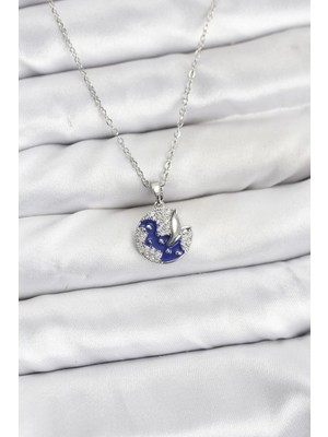 Inure Jewelry 316L Çelik Zincir Gümüş Renk Gece Model Zirkon Taşlı Kadın Kolye