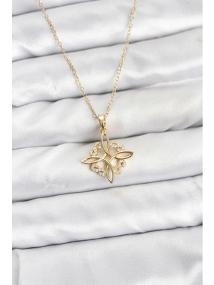 Inure Jewelry 316L Çelik Zincir Gold Renk Sonsuzluk Model Zirkon Taşlı Kadın Kolye