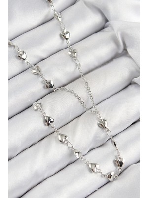 Inure Jewelry Pirinç Zirkon Taşlı Kalp Model Gümüş Renk Y Kolye