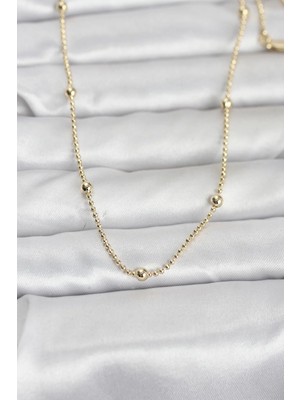 Inure Jewelry CM 14K Gold Renk Top Zincir 60 cm Kadın Kolye