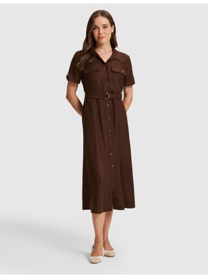 Pierre Cardin Kahverengi Regular Fit Dokuma Elbise 50321289 VR029