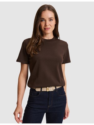 Pierre Cardin Kahverengi Regular Fit Basic Tişört 50331306 VR029