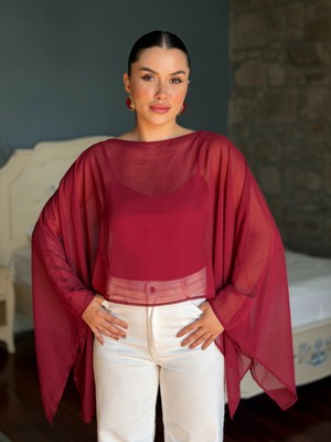 Pelerin Model Şifon Bluz
