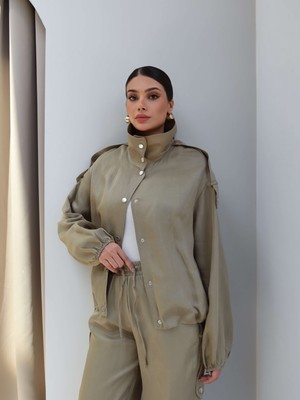 Esra Helvacı Apoletli Bomber Ceket Pantolon Takım