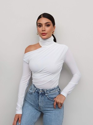 Esra Helvacı Omuz Dekolte Drapeli Bluz E.h Collection