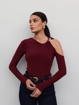 Esra Helvacı Metal Detaylı Asimetrik Bluz E.h Collection