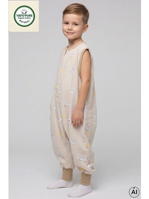 Cantoy Müslin Geniş Askılı Bebek Çocuk Uyku Tulumu %100 Pamuk Natural 0.5 Tog