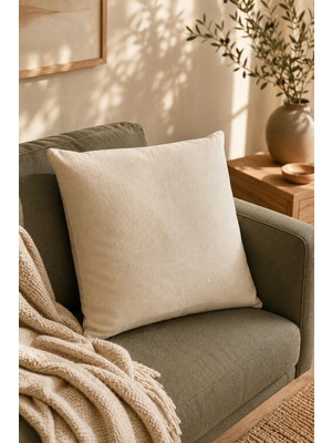 YUNUSOĞLU HOME 1 Adet Ham Bez Kırlent Kılıfı – %100 Pamuk, Fermuarlı 44X44 cm Dekoratif Yastık Kılıfı