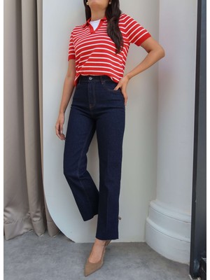 Esra Helvacı Straight Paça Kesik Jean