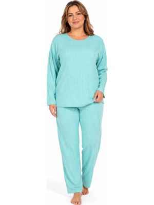 Sleeproom Büyük Beden Su Yeşili Kaşkorse Pijama Takımı