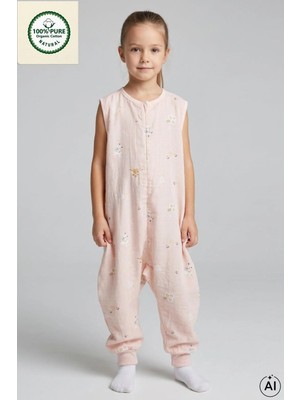 Cantoy Müslin Geniş Askılı Bebek Çocuk Uyku Tulumu 0.5 Tog %100 Pamuk Natural