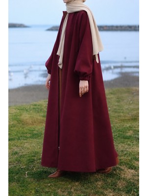 Ande Tesettür Kloş Kaban - Bordo
