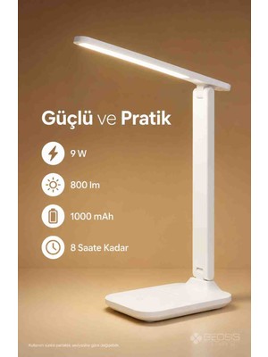 Generic Şarjlı Dokunmatik Masa Lambası 3 Renk Dimmerli Telefon Standlı