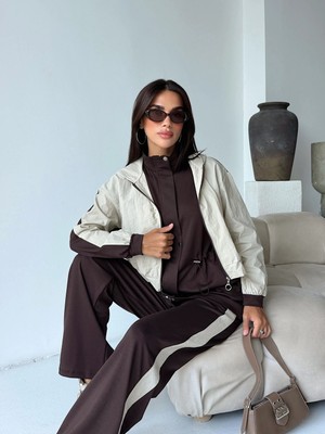 Cey Moda Kadın Modal Kumaş Kapüşonlu Paraşüt Detaylı Stoperli Alt Üst Takım