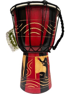 Brf Store Seyzelya Barc Ahşap Djembe, 25 Cm, Mahoni Ağacı ve Keçi Derisi, Otantik El Yapımı Bali Davul, Fil Fi