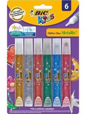 Brf Store Su Store Bıc Kids Metalik Simli Yapıştırıcı 6'lı Blister, Su Bazlı Simli Yapıştırıcı, Çoğu Kumaştan