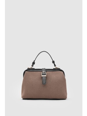 Shule Bags Botte Süet Vintage El ve Çapraz Çanta Vizon