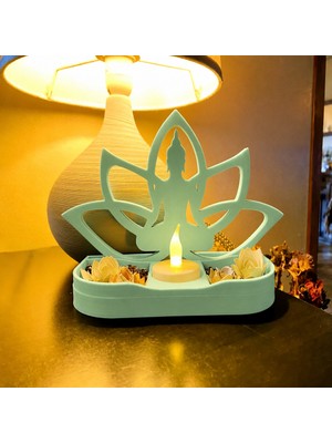 Brf Store Su Store Lotus Buda Mumluk – 3D Baskı Dekoratif Tealight Mumluk-Mint