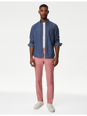 Marks & Spencer Regular Fit Hafif Dokulu Chino Pantolon