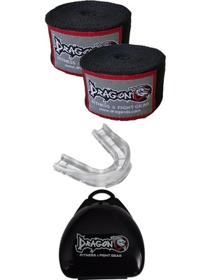 Brf Store Elivorasell Dragon Do 3,5 Metre Elastik Boks Bandaj ve Kutulu Profesyonel Şeffaf Dişlik 2'li Set, 3,