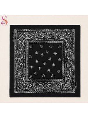 Yshine %100 Pamuk Paisley Desenli 50X50 cm Kadın Bandana Saç ve Boyun Aksesuarı