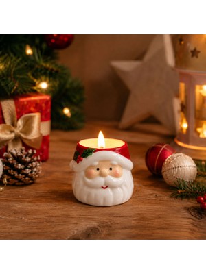 Dekorsende Yılbaşı Süsü Pilli Mum Noel Baba Beyaz 10 cm