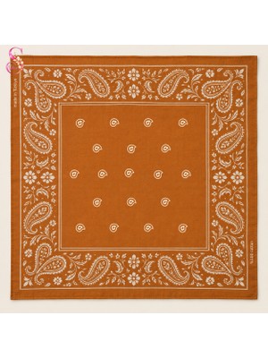 Yshine %100 Pamuk Paisley Desenli 50X50 cm Kadın Bandana Saç ve Boyun Aksesuarı