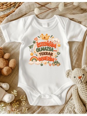 Lupi Istediğim Olmazsa Tekrar Denerim Yazılı Bebek Zıbın