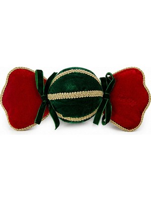 Dekorsende Yılbaşı Süsü Kadife Bonbon Şeker Kırmızı Yeşil 25 cm