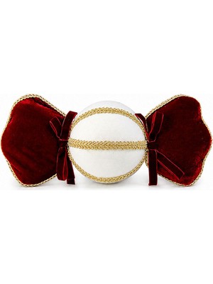 Dekorsende Yılbaşı Süsü Kadife Bonbon Şeker Kırmızı Beyaz 25 cm