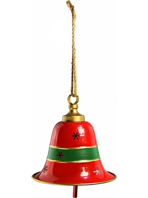 Dekorsende Yılbaşı Metal Çan Ağaç ve Kapı Süsü Kırmızı Yeşil 35 cm
