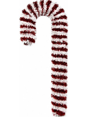 Dekorsende Yılbaşı Süsü Şim Şerit Baston Kırmızı Beyaz 47 cm