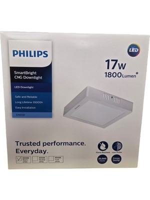 Philips Kare Tavan LED Lamba 17W 3000K Sarı Işık 2200 Lümen 22CM Plastik Gövde