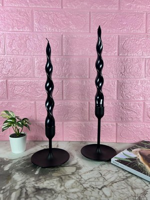 Spiral Şamdan Mumu 2 Adet (Siyah)