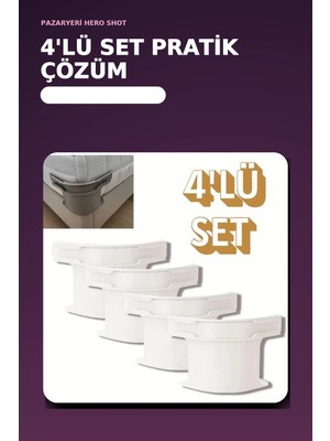 4'lü Beyaz Plastik Yatak Çarşaf Sabitleyici Klips Seti