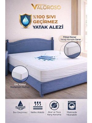 Valoroso Tekstil Fitted Full Kenar Su Sıvı Geçirmez Yatak Koruyucu Alez – 100X200 / 120X200 / 1