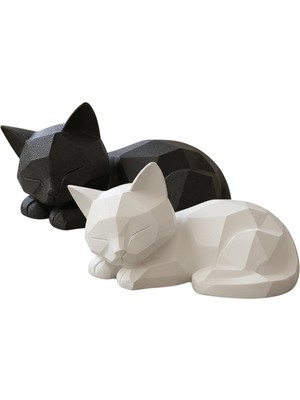 Toynetic Uyuyan Yavru Kedi – Modern Low-Poly Dekoratif Biblo