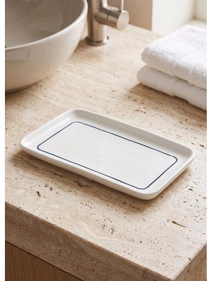 The Mia Pure Banyo Tepsisi Mavi Beyaz 27X15X3 cm