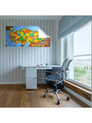 Renkli Türkiye Haritası Manyetik Yapıştırıcı Gerektirmeyen Duvar Stickerı 118 cm * 56 cm BX40