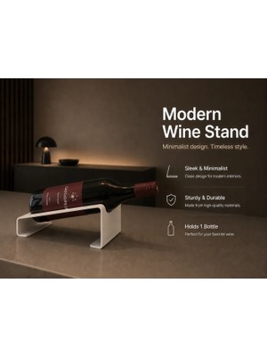 Print Zone Modern Şarap Standı ve Tekli Şişe Tutucu - Minimalist Masaüstü Şaraplık Organizeri