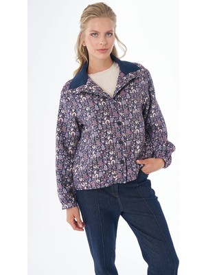 Kayra Floral Desen Dik Yaka Ceket  73006