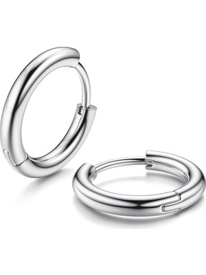 Brf Store Nerimu Unisex Cerrahi Çelik Gümüş Renk 12 mm Halka Küpe