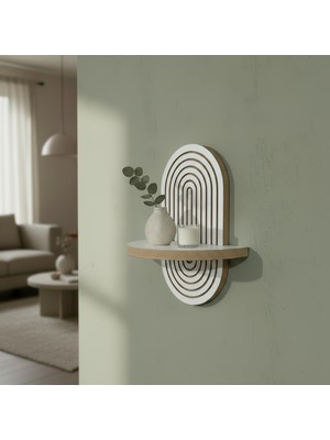 U Atölye Arco Beyaz Kemer Tasarımlı Duvar Rafı 35X20 cm Mdf Çok Amaçlı Mini Raf